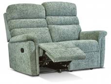Comfi-Sit Manual 2 seater sofa shown in Broadway Lagoon fabric on castors