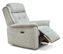 Sherborne Roma Power recliner chair shown in Ravello Silver fabric 