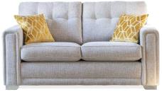 Alstons Ella 2 seater sofa in fabric 1885, small scatter cushions in fabric 1033, chrome feet.