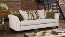 Alstons Emelia 4 seater Pillow back sofa shown in fabrics 3948, 3130 & 3940