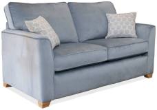 Alstons Reuben 2 seater sofa shown in fabric 0442, small scatter cushions in 1162, light feet. 