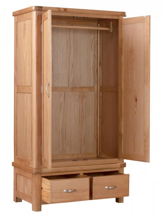 Oak wardrobe with store drawers and shelves