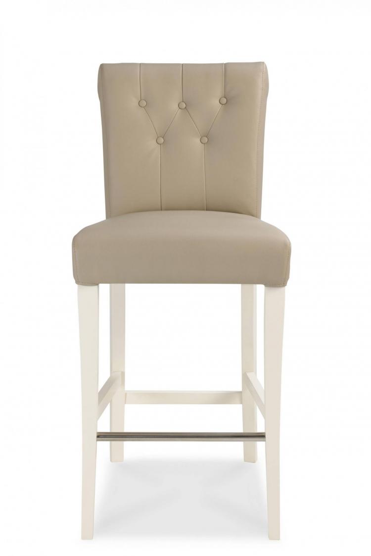 Bentley Designs Two Tone Upholstered Bar Stool - Ivory Bonded Leather