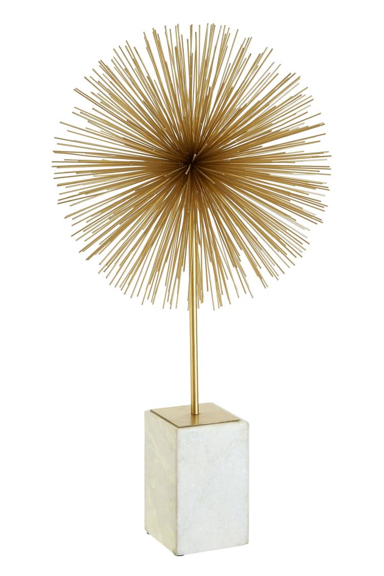 Lorenza Gold Circular Metal Ornament With Marble Base