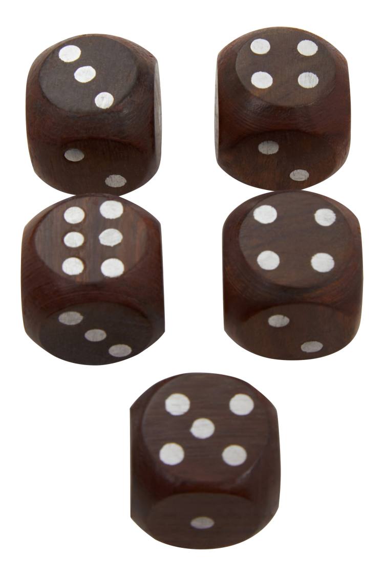 Dice with aluminium detailing.