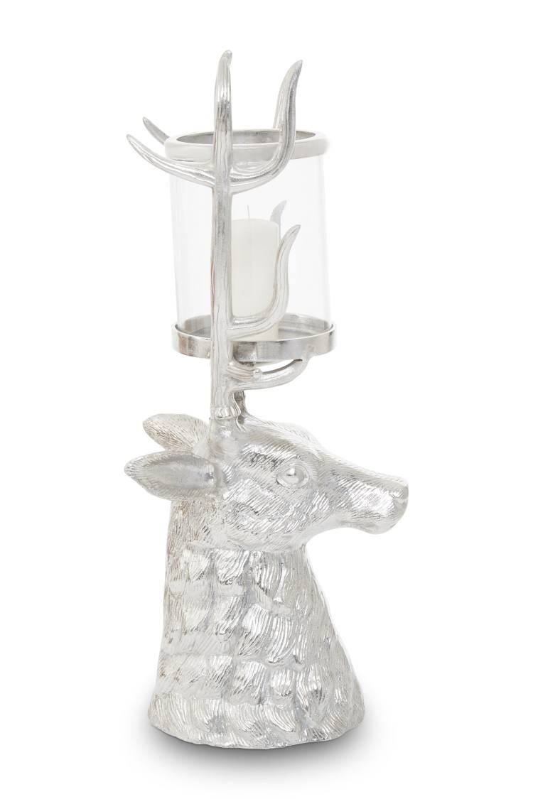 Side view of Style Stag Large Silver Luxe Candle Holder