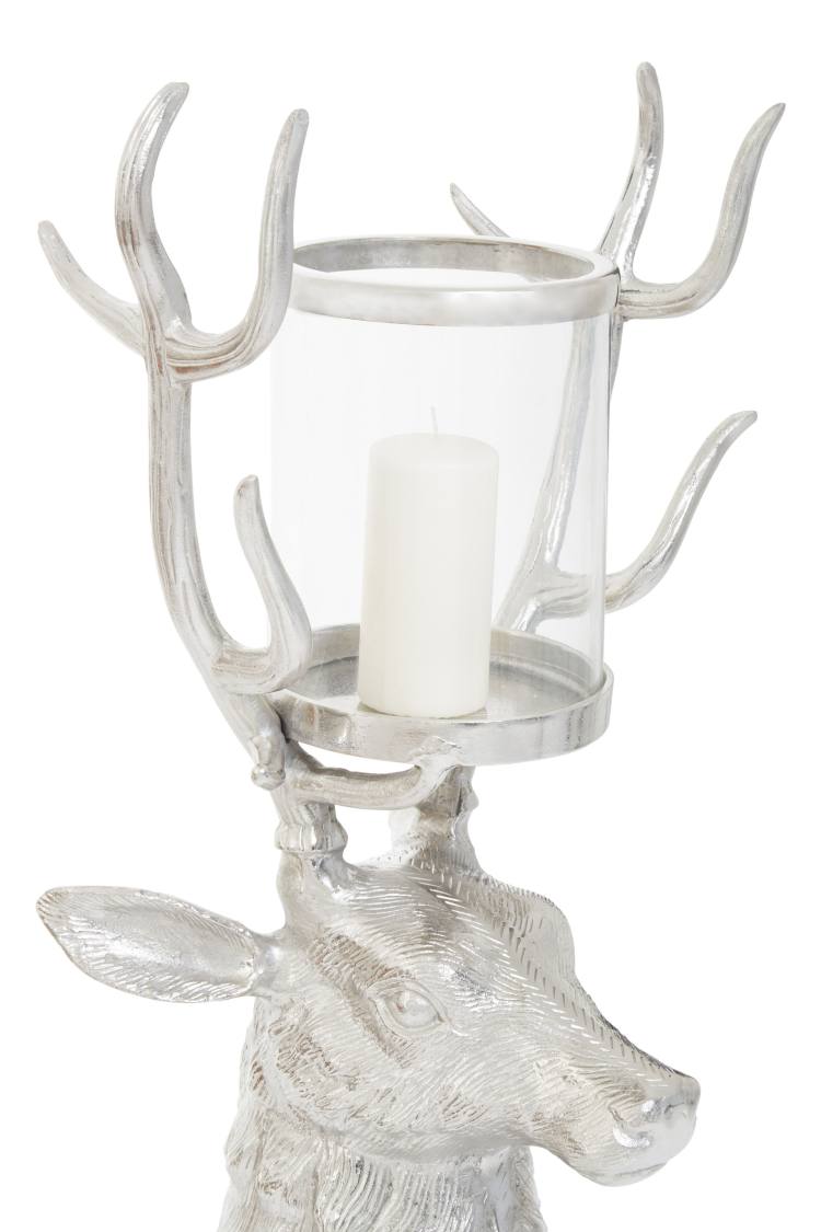 Close up of Style Stag Large Silver Luxe Candle Holder