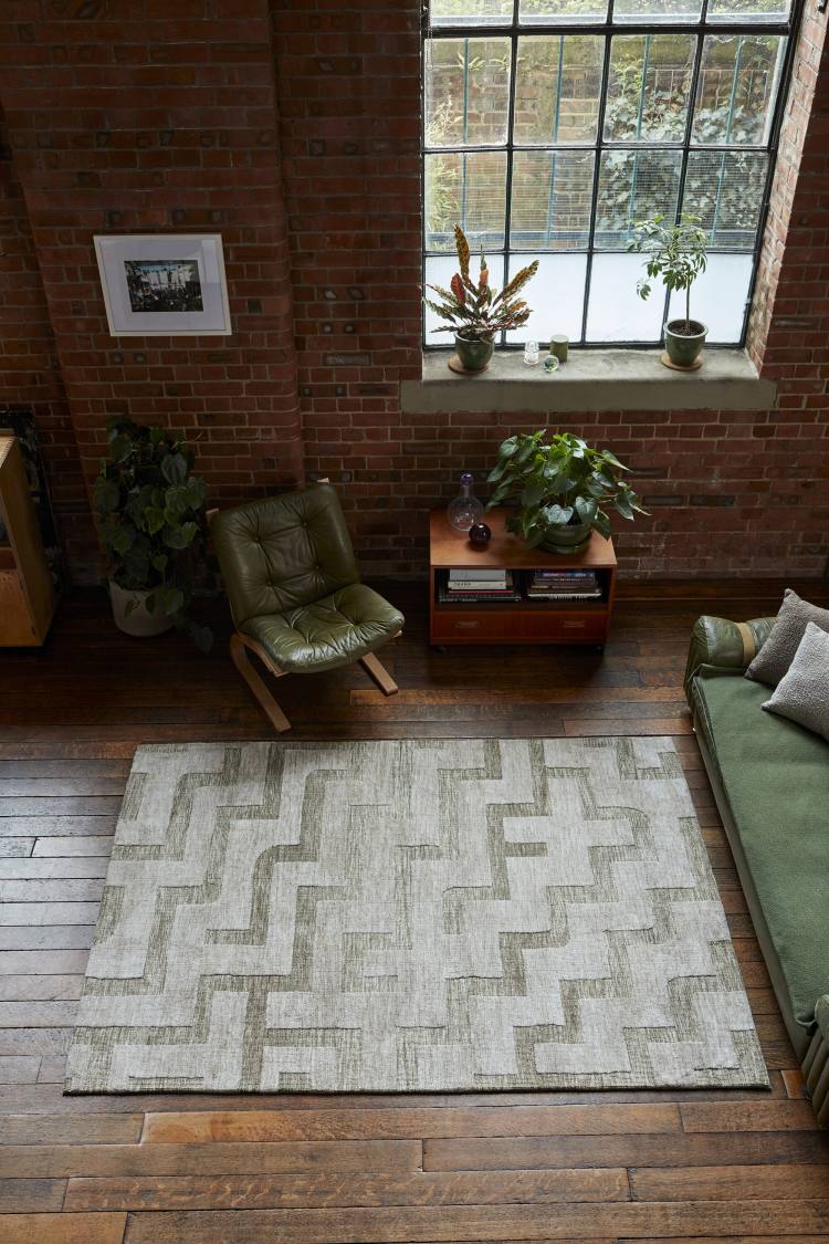 Rivara Green Geometric Rug