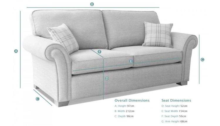 Alstons Lancaster 3 Seater Sofa dimensions