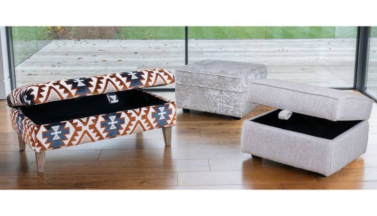 Storage stool in fabric 4998 (supplied on glides)