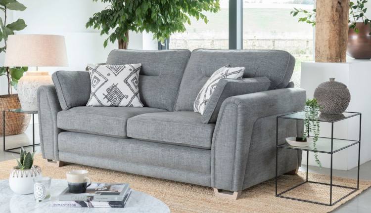 Alstons Aalto 3 seater sofa in 3907 fabric with scatters in 3457