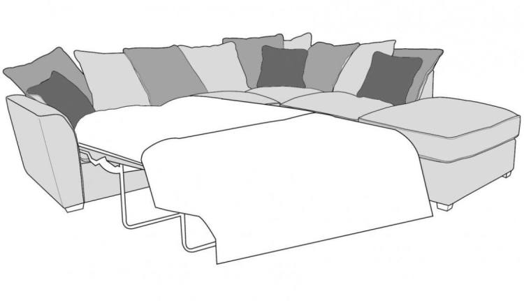 Fantasia Pillow Back Corner Chaise Sofa With Bed - L2s + Rfc + Fst