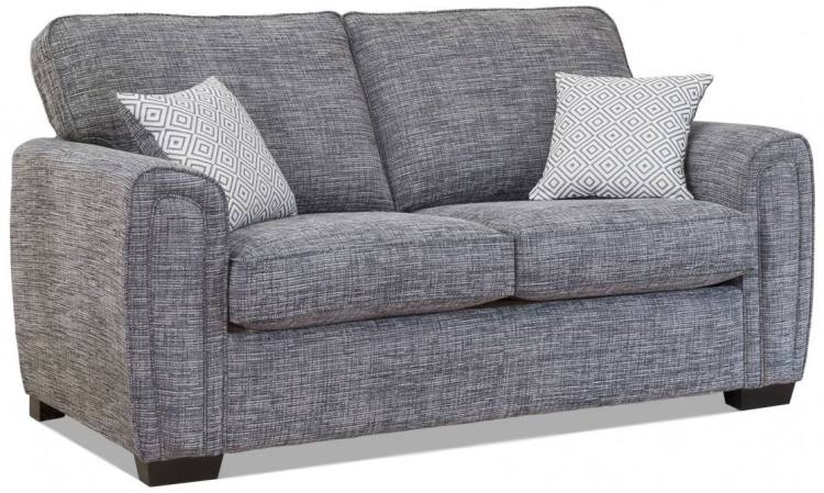 Alstons Memphis 2 seater sofa shown in fabric 7777 with small scatter cushions in fabric 7087. Dark feet. 