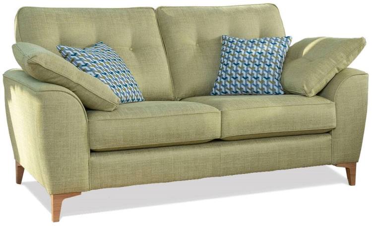 Alstons Savannah 2 seater sofa shown in fabric 9500 with small scatter cushions in 9000 and Light Oak legs.