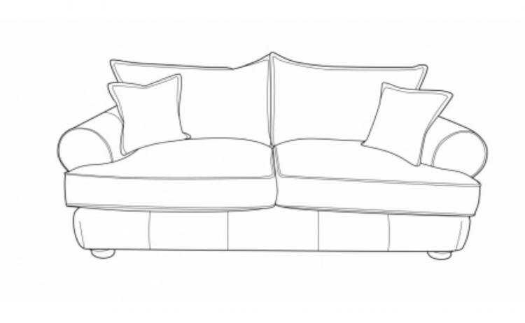 Line drawing of Horatio 3 seater Standard back sofa 