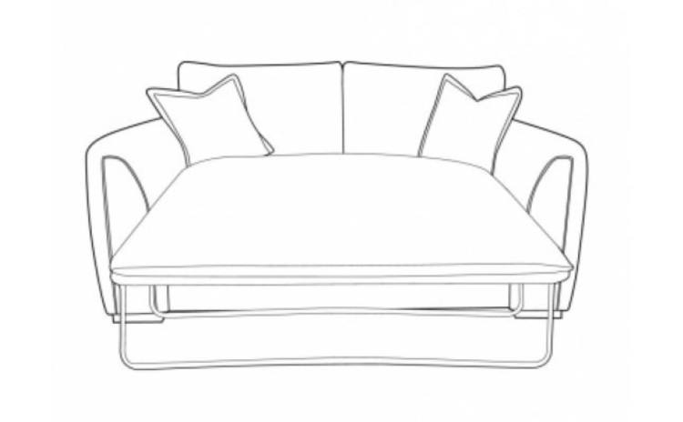 Line drawing showing sofa bed action open 