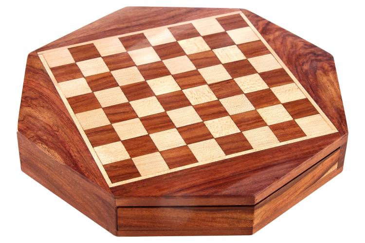 Wellington Brown Wooden Octagon Magnetic Chess Set