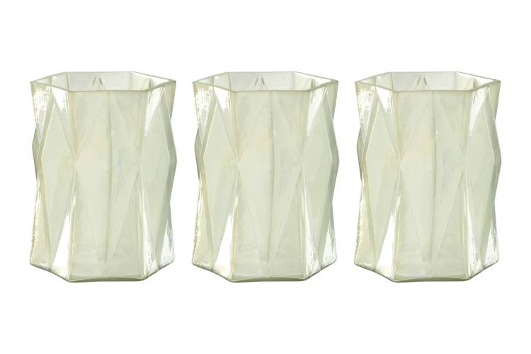 Iona Set of 3 Silver Glass Candle Holders