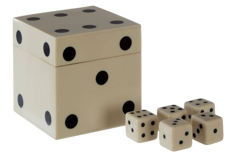 Wellington White Dice Box With 5 Dice