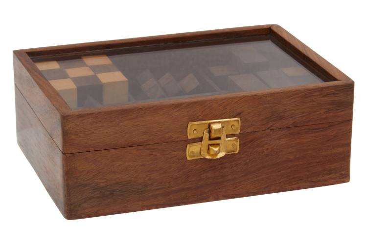 Sheesham wood box with a glass lid.