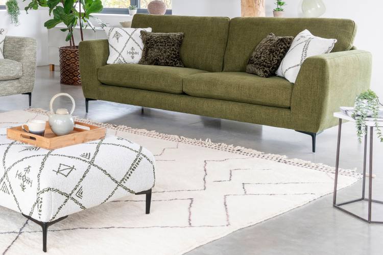 Grand sofa (standard back) in fabric 5900, large scatter cushions in fabric 5020, small scatter cushions in 5490