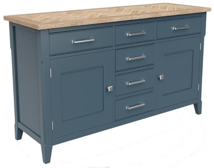 Side view of Signature Blue Large Sideboard