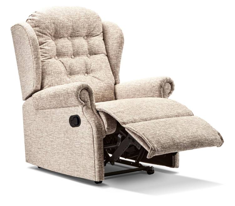 Lynton Standard recliner chair with manual catch shown in Adriatic Oatmeal fabric