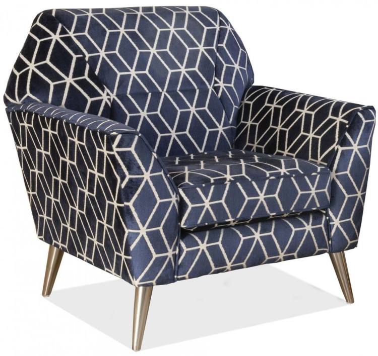 Alstons Juno accent chair pictured In the exclusive Cosy collection fabric 1032, Chrome legs only. 