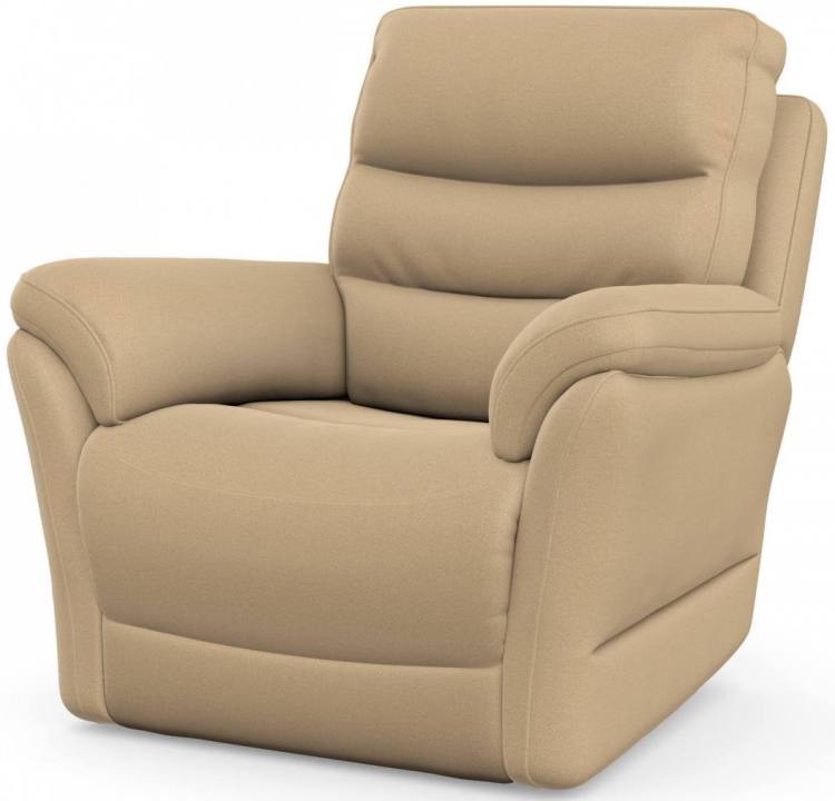 Manual recliner chair shown in Altara Putty fabric 