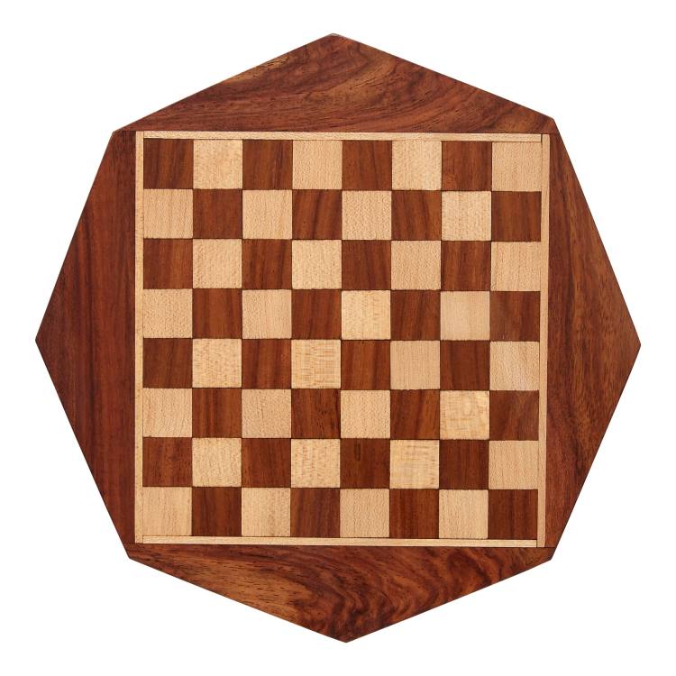 Wellington Brown Wooden Octagon Magnetic Chess Set