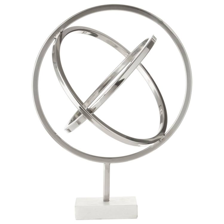 Lorenza Silver Circular Metal Ornament With Marble Base