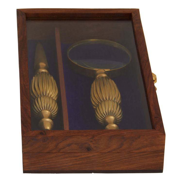 Wellington Gold Letter Opener and Magnifying Glass Set