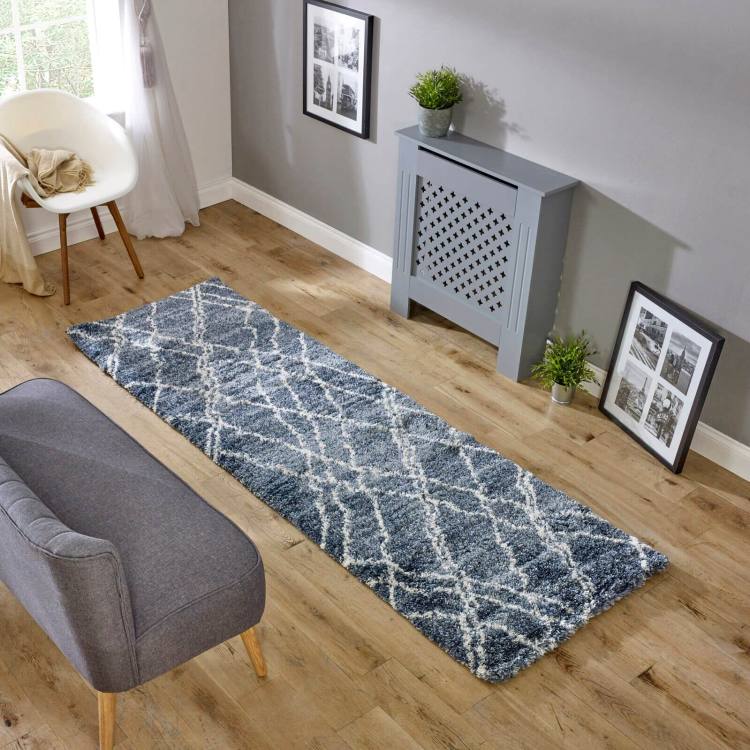 Milton Blue and Almond Patterned Rug