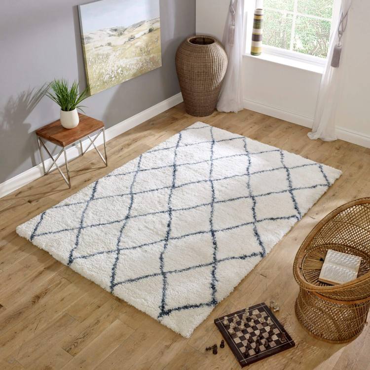 Milton Almond and Blue Patterned Rug