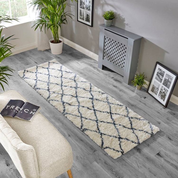 Milton Almond and Blue Patterned Rug