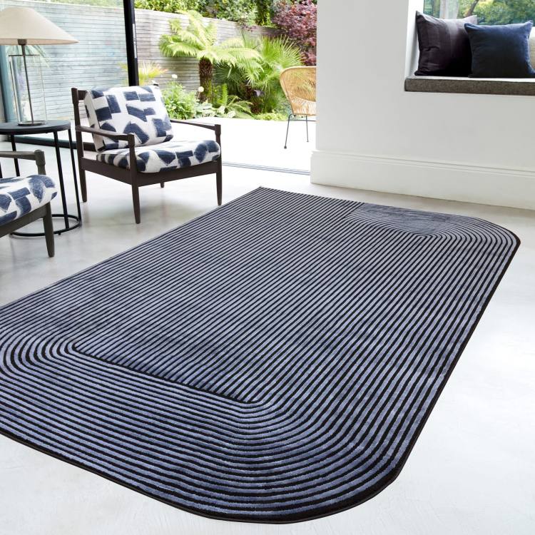 Stamford Geometric Navy Rug