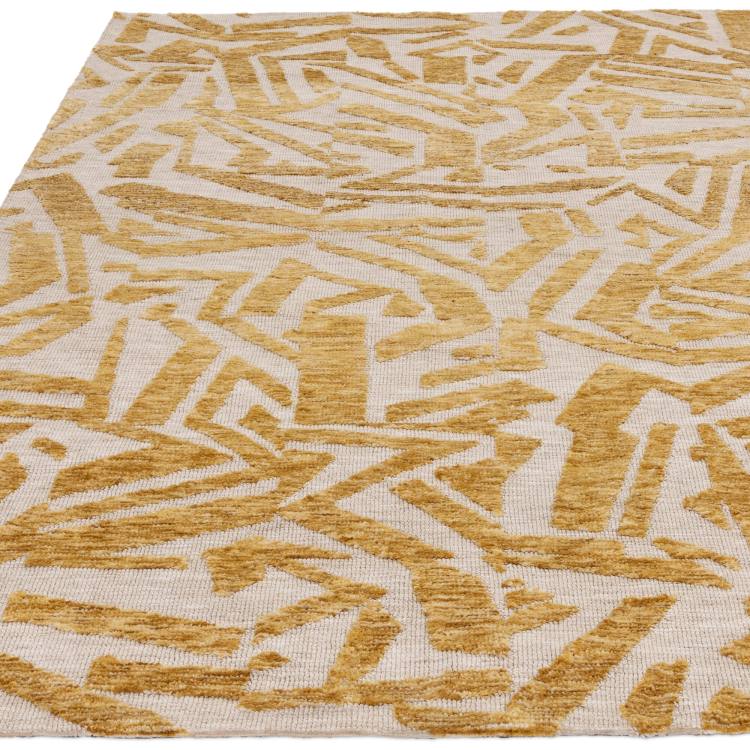 Rivara Cream and Gold Abstract Rug