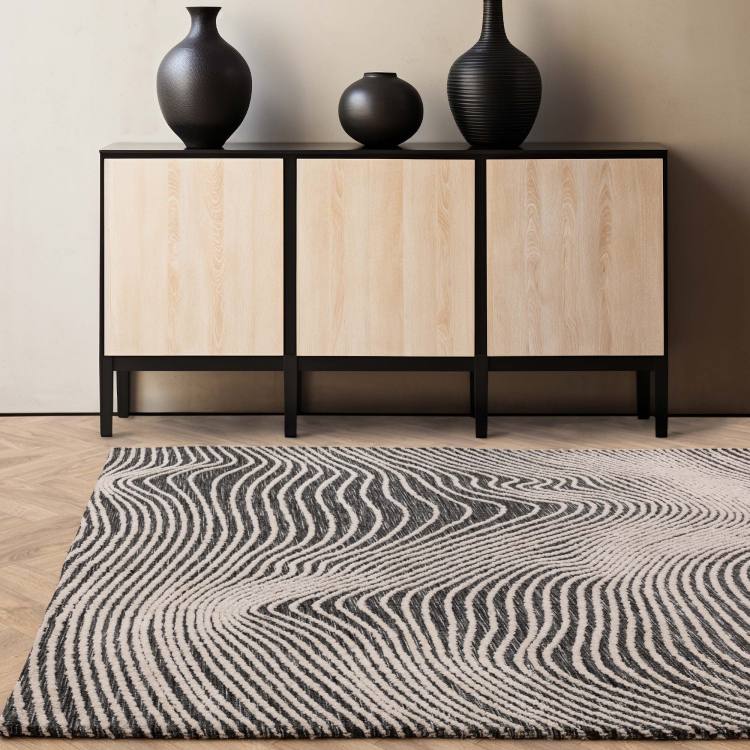 Rivara Black Swirl Rug