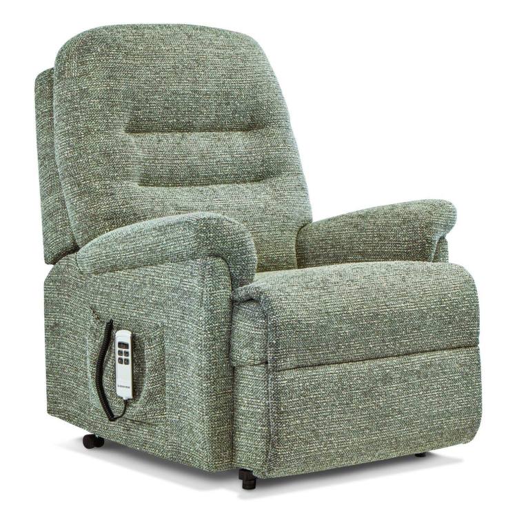 Keswick Royale Riser Recliner chair shown in Valencia Aqua fabric 