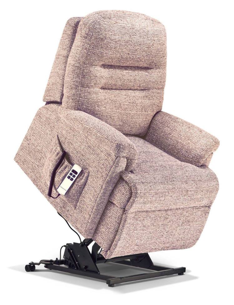 Sherborne Keswick Petite Riser Recliner chair shown in Valencia Blush fabric 